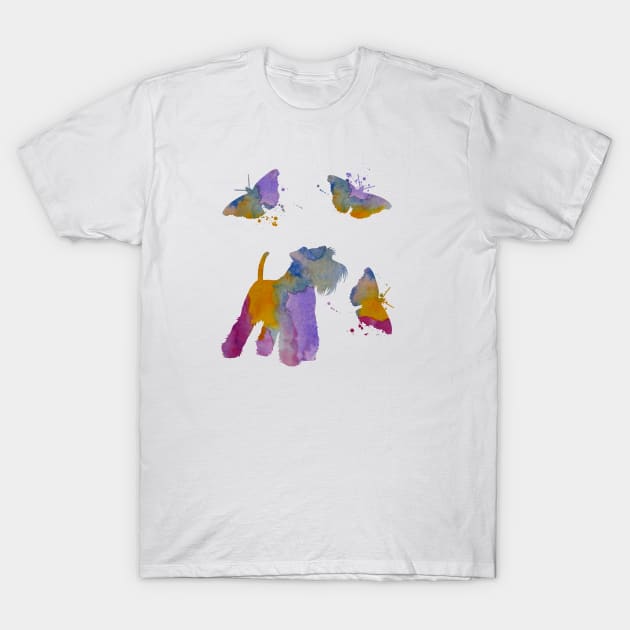 Schnauzer Dog, Colorful, Butterfly Art T-Shirt by BittenByErmines